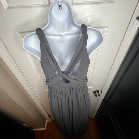 NWT Adrianna Papell Women's 2 Gray Chiffon Drape Back Gown Long Dress XS Formal - Picture 11 of 16